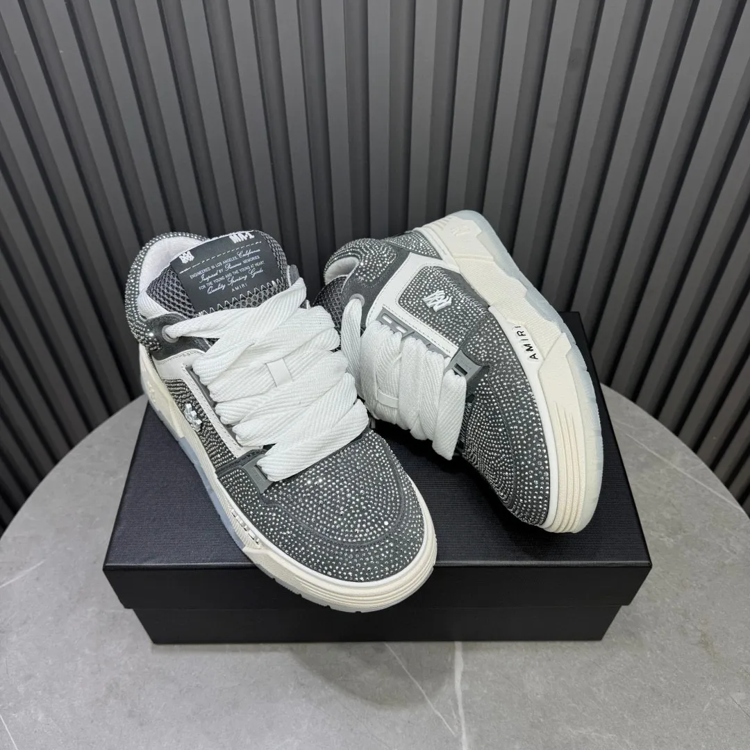 Men's men's shoes 💰800 AMIRI Amir Couple's new hot brick high street sneakers with bone sports shoes, toe-layer cowhide upper, upper side bones, purely hand-stitched, with good three-dimensional effect, customized metal LOGO, code number 35-44 (45, 46 customized)